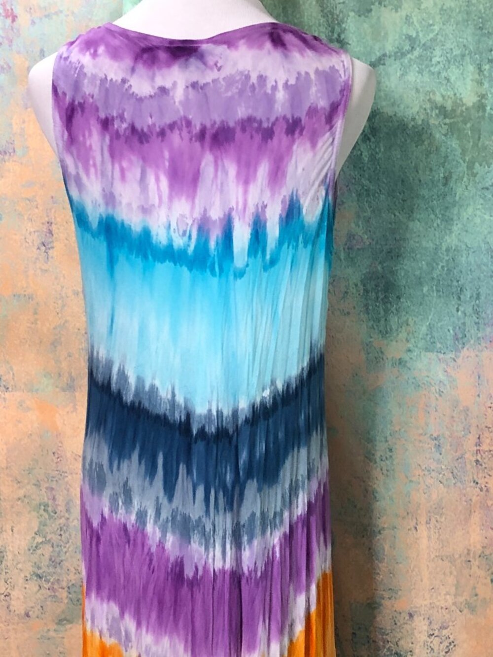 📌Shoreline Handkerchief Relaxed Fit One Size Tie Dye Tank Dress - Picture 11 of 16